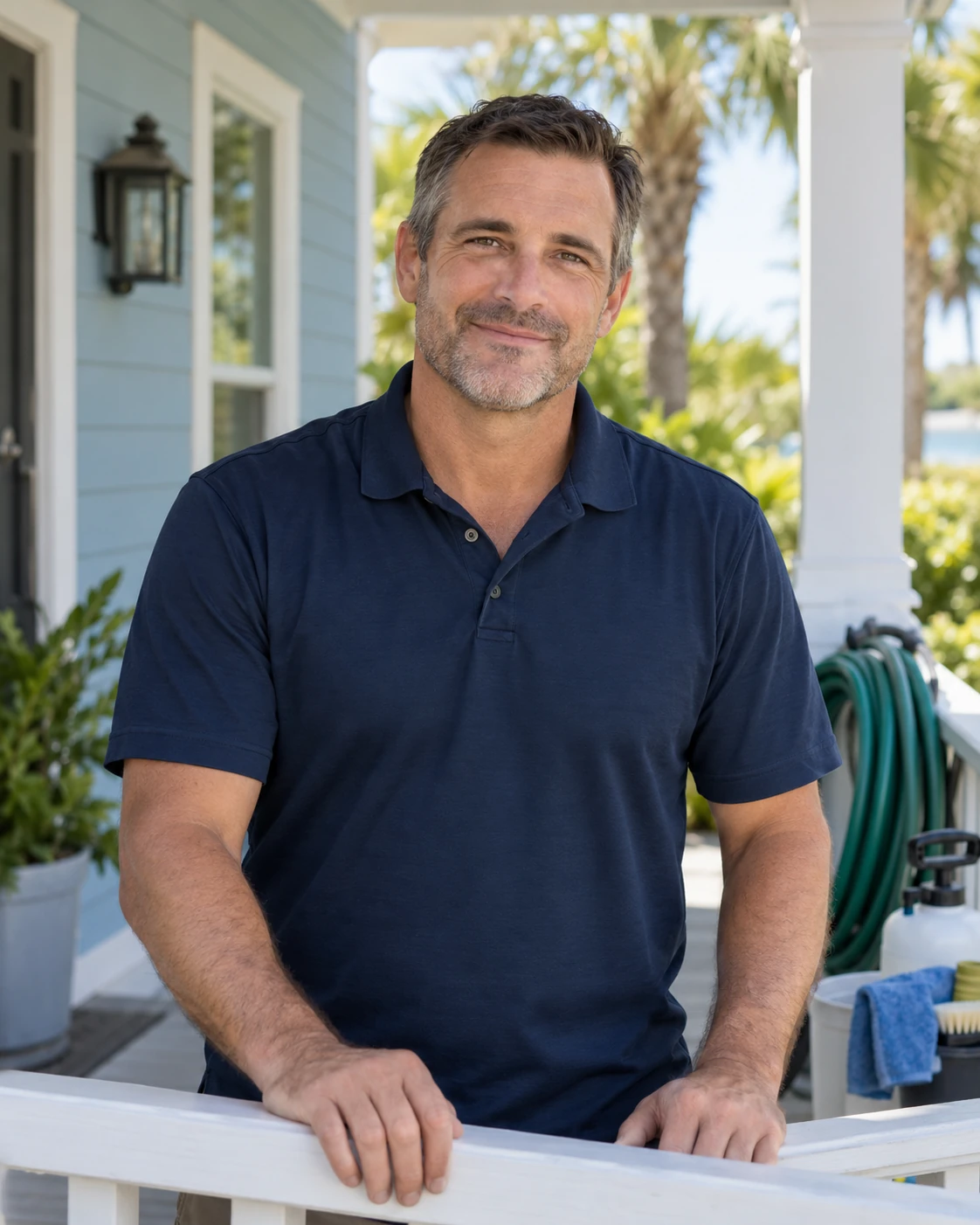 Grady O’Neill on a coastal front porch